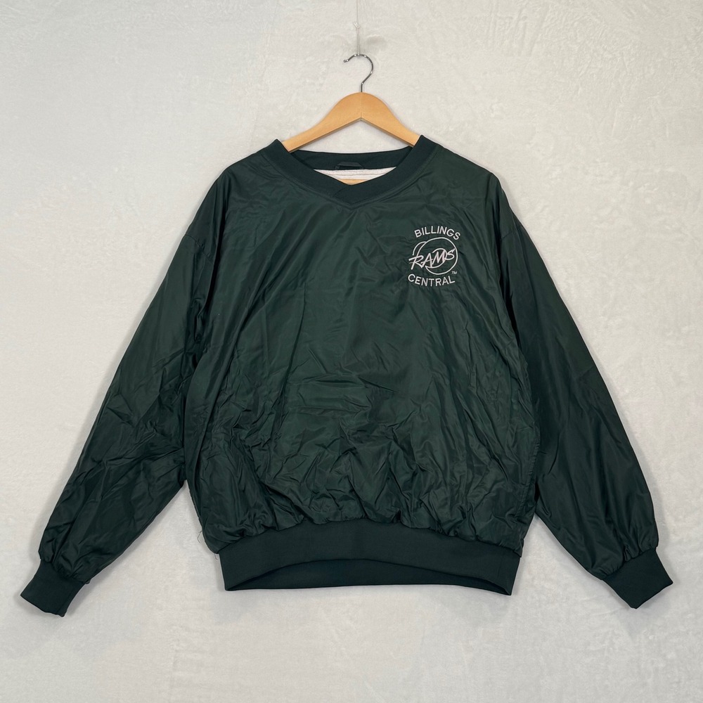 Vintage Port and Company Green Billings Central Rams Windbreaker Pullover Large